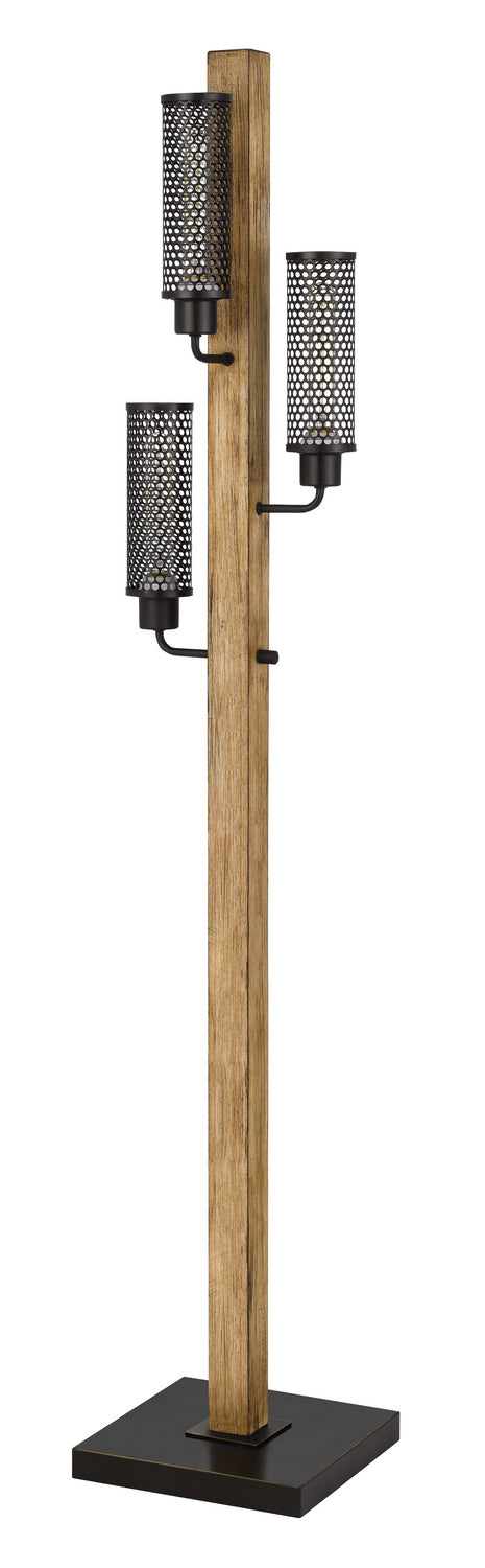 Cal Lighting BO-3008FL Three Light Floor Lamp, Light Oak