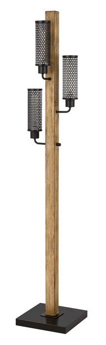 Cal Lighting BO-3008FL Three Light Floor Lamp, Light Oak