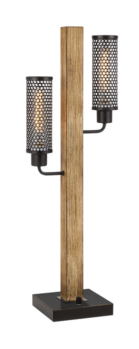 Cal Lighting BO-3008TB Two Light Table Lamp, Light Oak