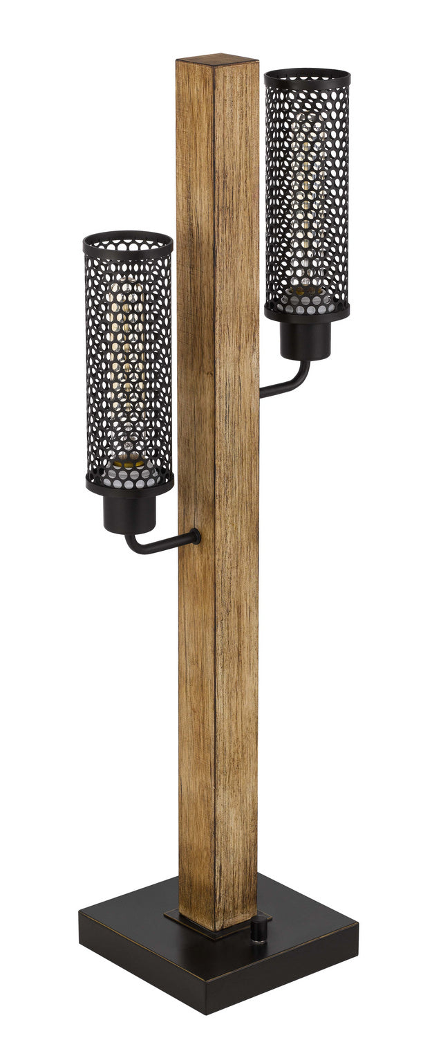Cal Lighting BO-3008TB Two Light Table Lamp, Light Oak