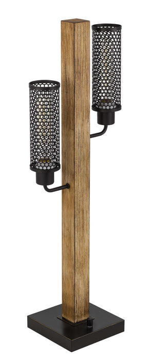 Cal Lighting BO-3008TB Two Light Table Lamp, Light Oak