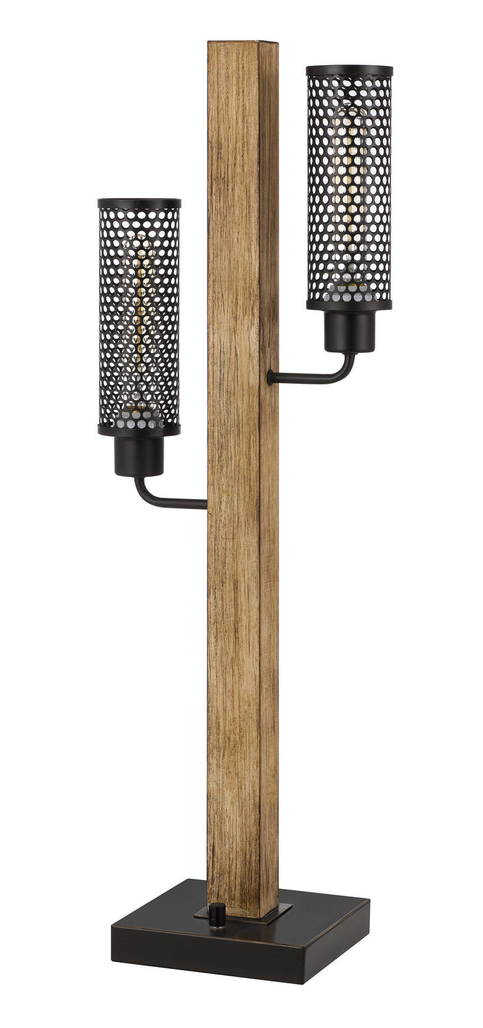 Cal Lighting BO-3008TB Two Light Table Lamp, Light Oak