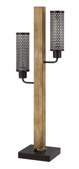 Cal Lighting BO-3008TB Two Light Table Lamp, Light Oak