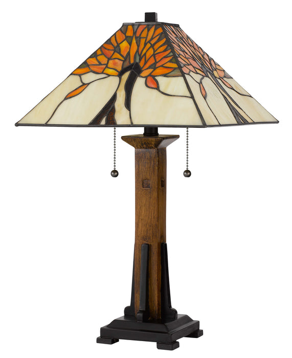 Cal Lighting BO-3010TB Two Light Table Lamp, Tiffany