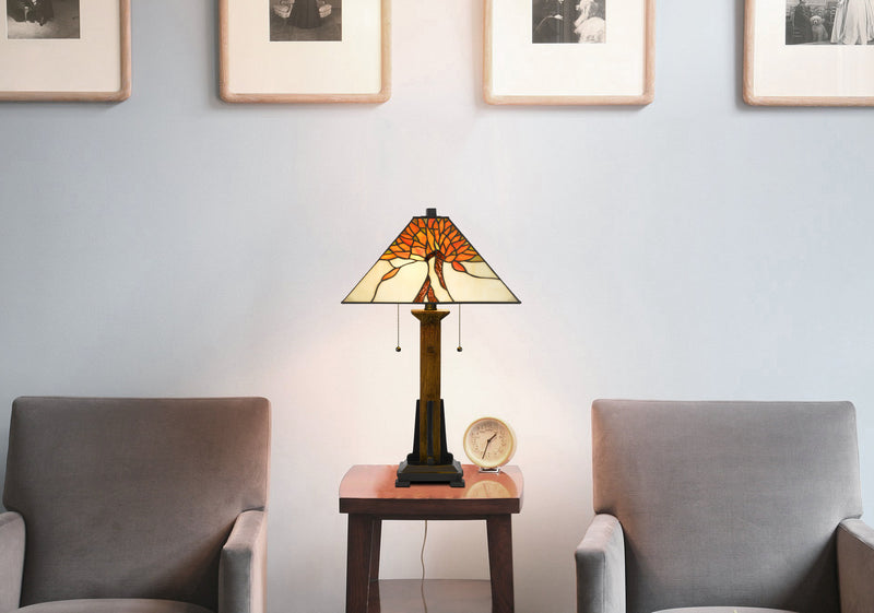 Cal Lighting BO-3010TB Two Light Table Lamp, Tiffany