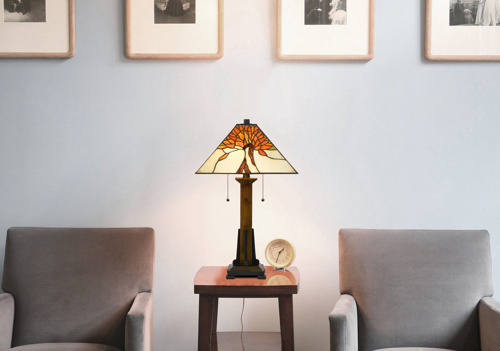 Cal Lighting BO-3010TB Two Light Table Lamp, Tiffany