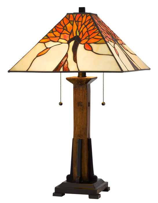 Cal Lighting BO-3010TB Two Light Table Lamp, Tiffany