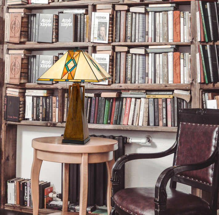 Cal Lighting BO-3011TB Two Light Table Lamp, Tiffany