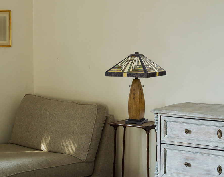 Cal Lighting BO-3013TB Two Light Table Lamp, Tiffany