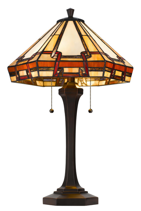 Cal Lighting BO-3016TB Two Light Table Lamp, Tiffany