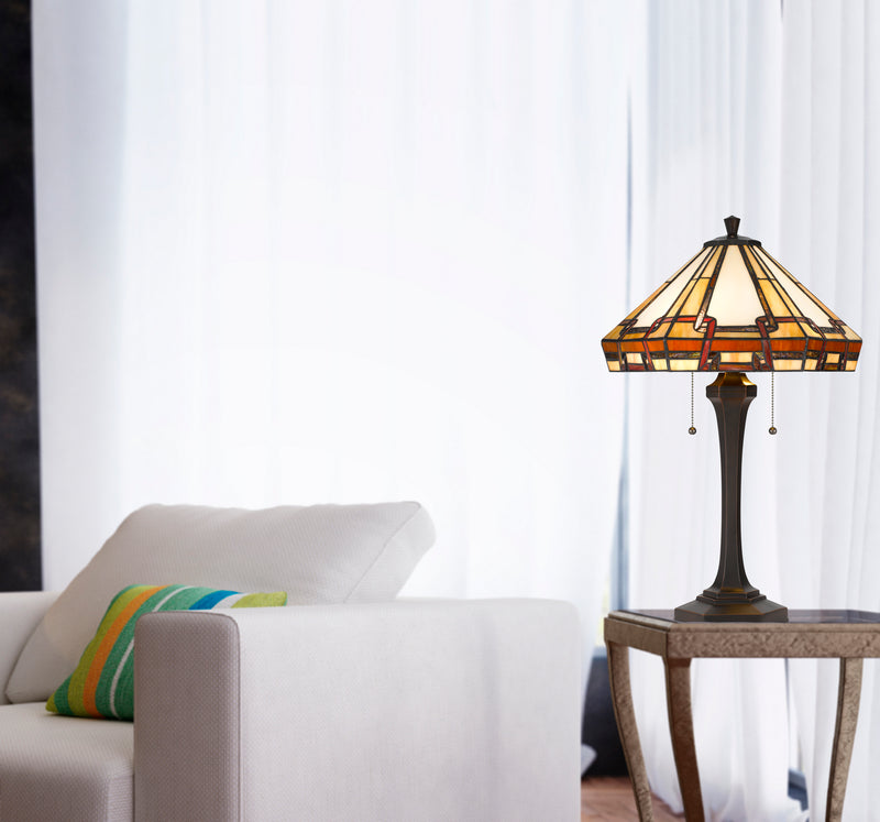 Cal Lighting BO-3016TB Two Light Table Lamp, Tiffany