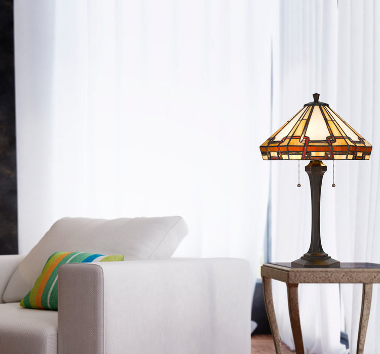 Cal Lighting BO-3016TB Two Light Table Lamp, Tiffany