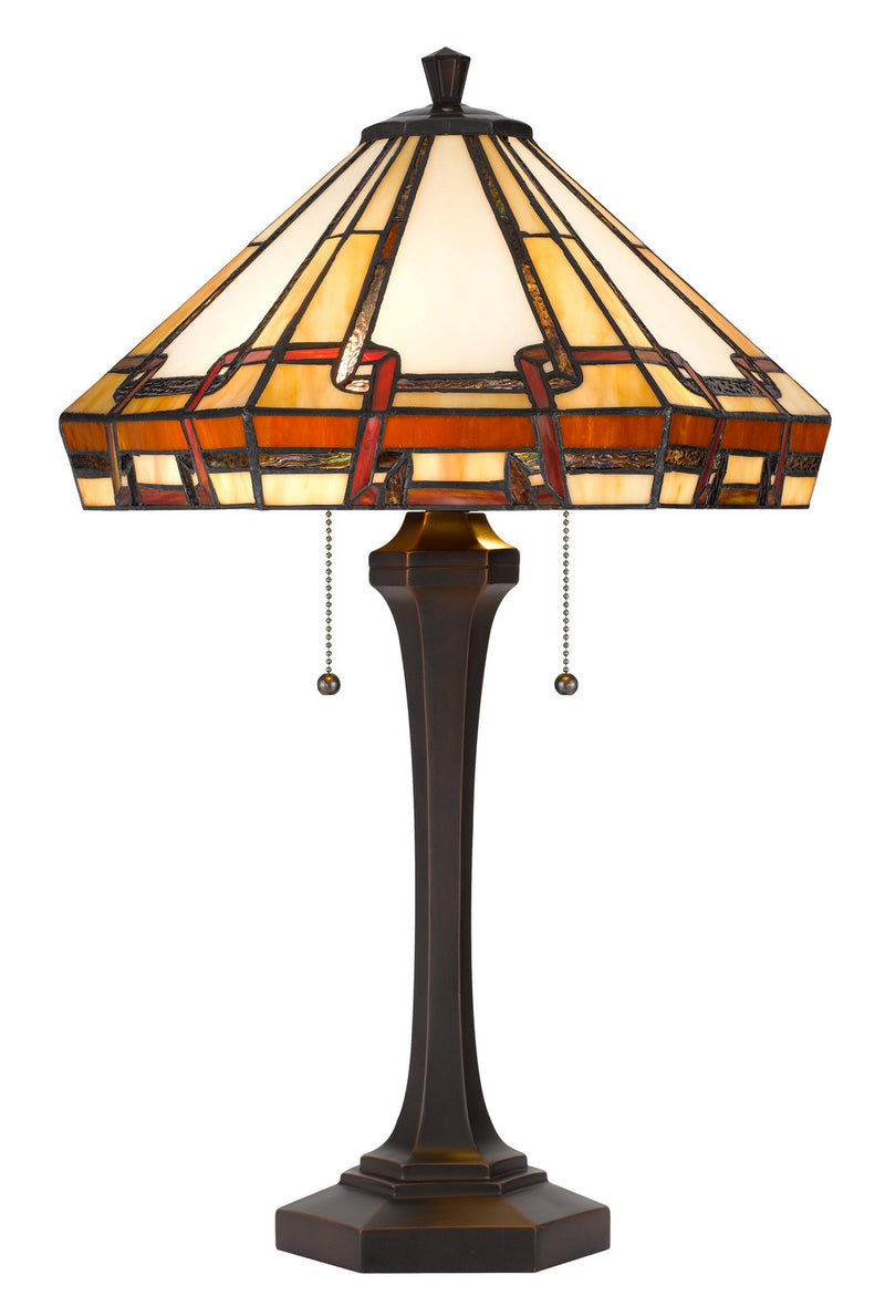 Cal Lighting BO-3016TB Two Light Table Lamp, Tiffany