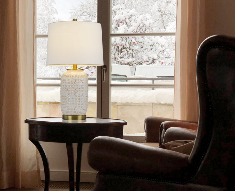 Cal Lighting BO-3022TB One Light Table Lamp, Ivory