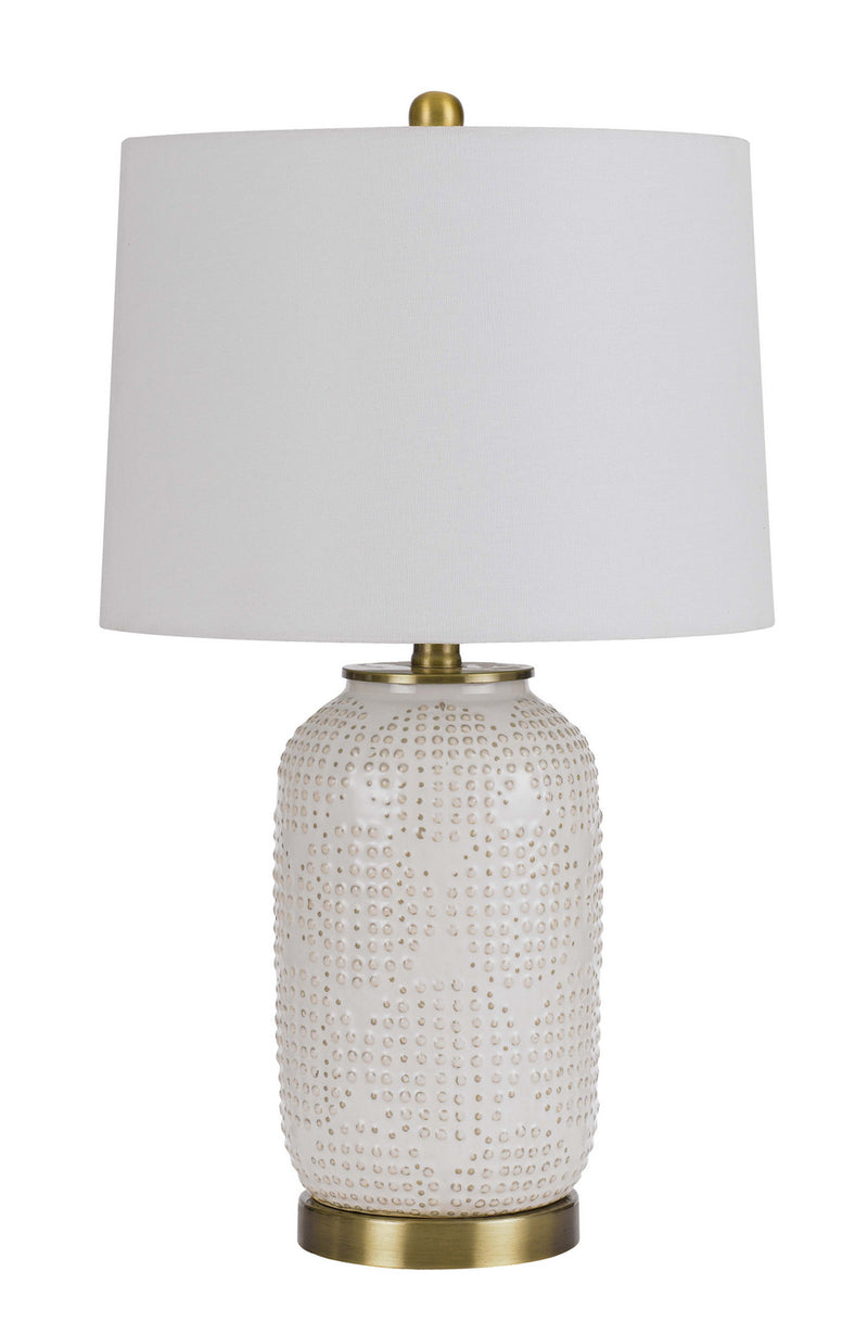 Cal Lighting BO-3022TB One Light Table Lamp, Ivory