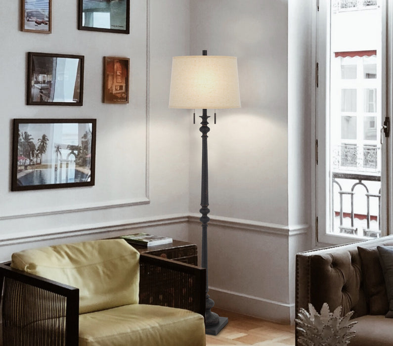 Cal Lighting BO-3024FL Two Light Floor Lamp, Rustic Iron