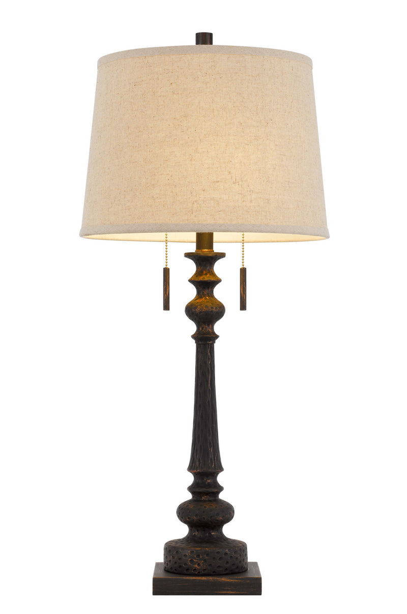 Cal Lighting BO-3024TB Two Light Table Lamp, Rustic Iron