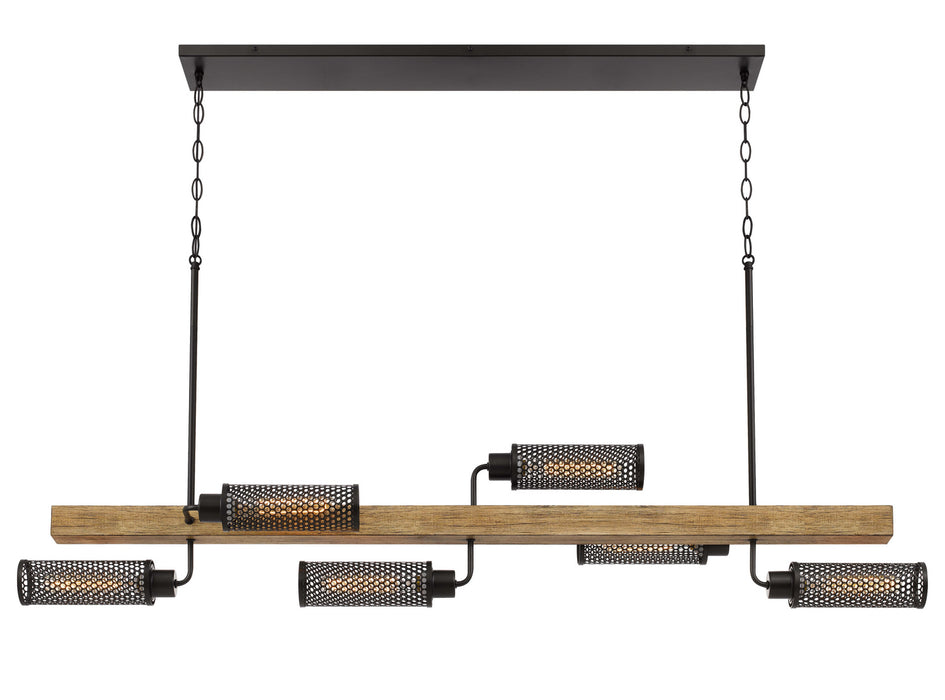 Cal Lighting FX-3008-6 Six Light Island Chandelier, Light Oak