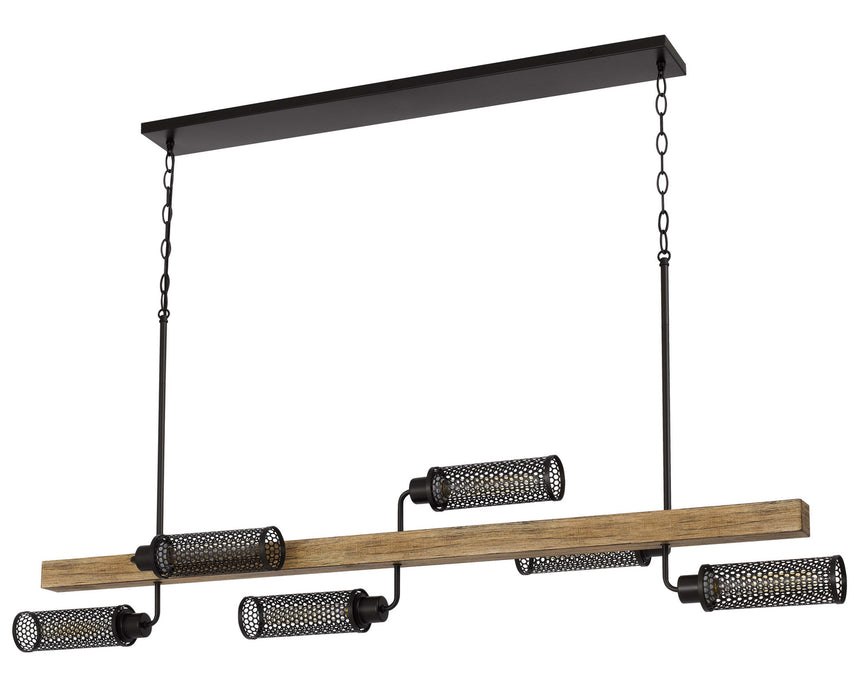 Cal Lighting FX-3008-6 Six Light Island Chandelier, Light Oak