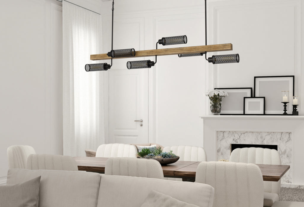 Cal Lighting FX-3008-6 Six Light Island Chandelier, Light Oak