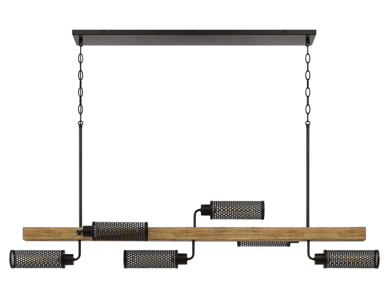 Cal Lighting FX-3008-6 Six Light Island Chandelier, Light Oak