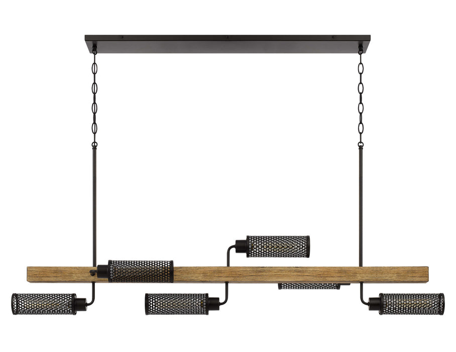 Cal Lighting FX-3008-6 Six Light Island Chandelier, Light Oak