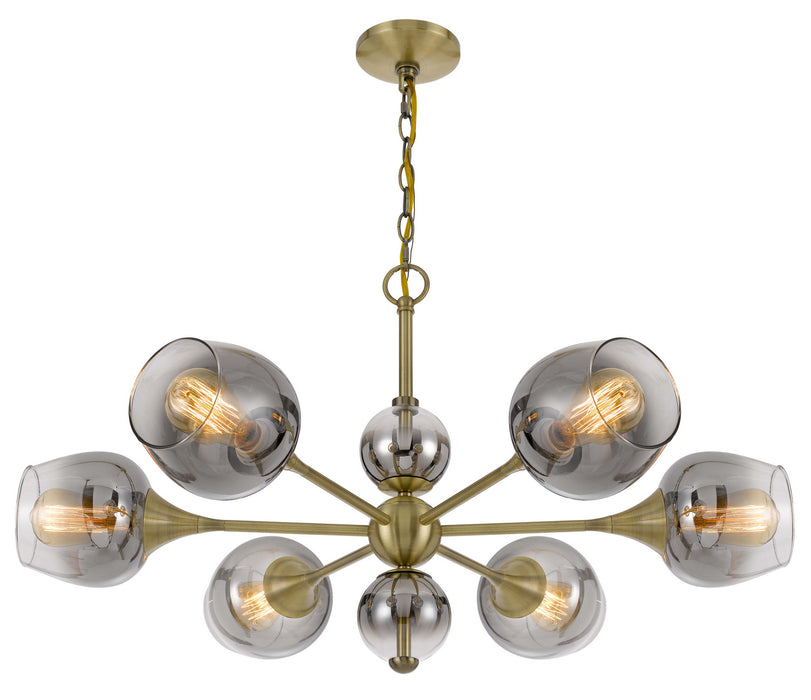 Cal Lighting FX-3757-6 Six Light Chandelier, Antique Brass