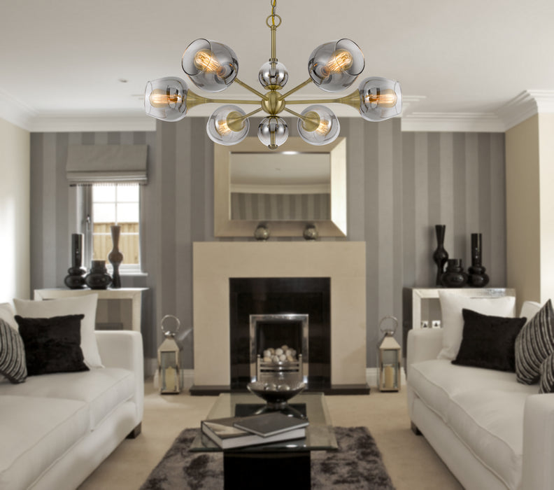 Cal Lighting FX-3757-6 Six Light Chandelier, Antique Brass
