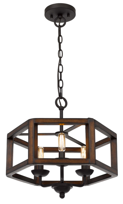 Cal Lighting FX-3761-3 Three Light Chandelier, Oak