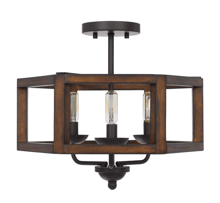 Cal Lighting FX-3761-3 Three Light Chandelier, Oak