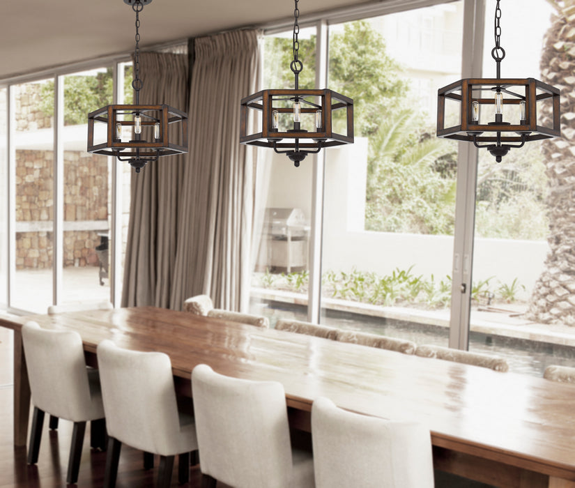 Cal Lighting FX-3761-3 Three Light Chandelier, Oak
