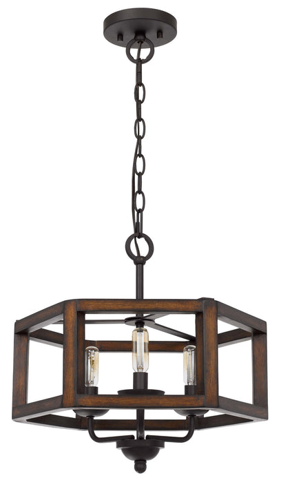 Cal Lighting FX-3761-3 Three Light Chandelier, Oak