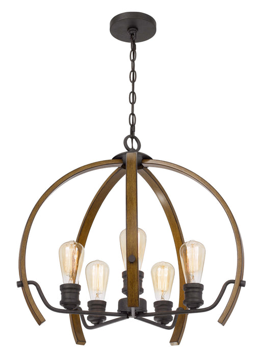 Cal Lighting FX-3764-5 Five Light Chandelier, Oak