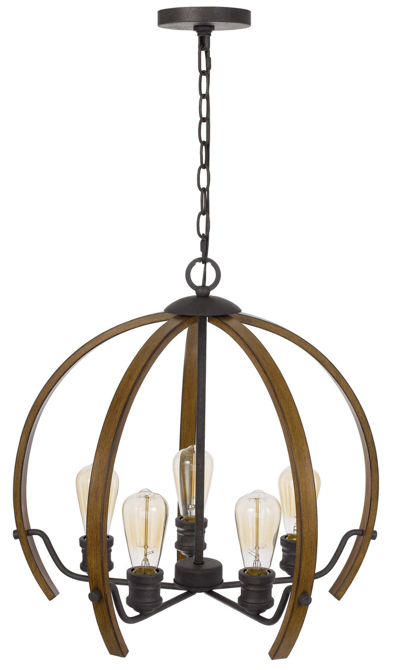 Cal Lighting FX-3764-5 Five Light Chandelier, Oak