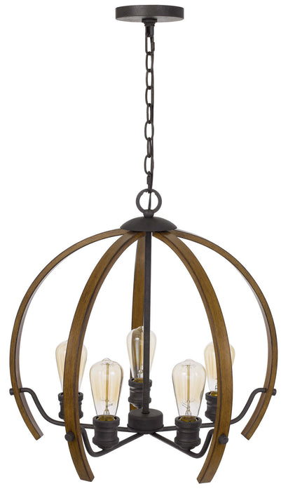 Cal Lighting FX-3764-5 Five Light Chandelier, Oak