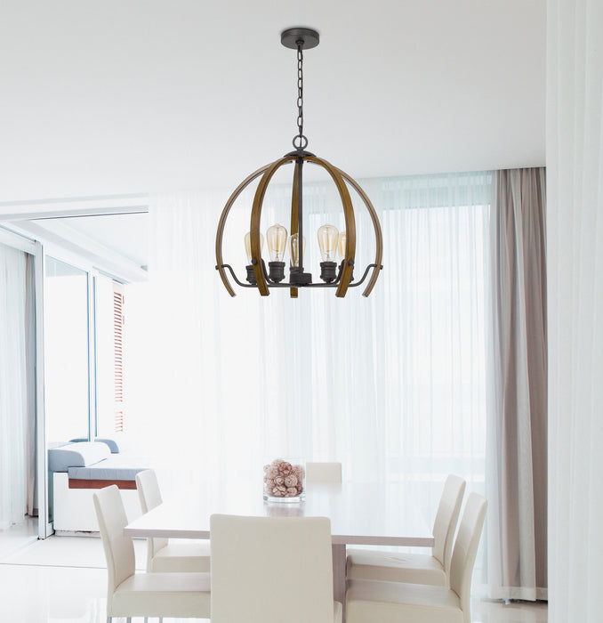 Cal Lighting FX-3764-5 Five Light Chandelier, Oak