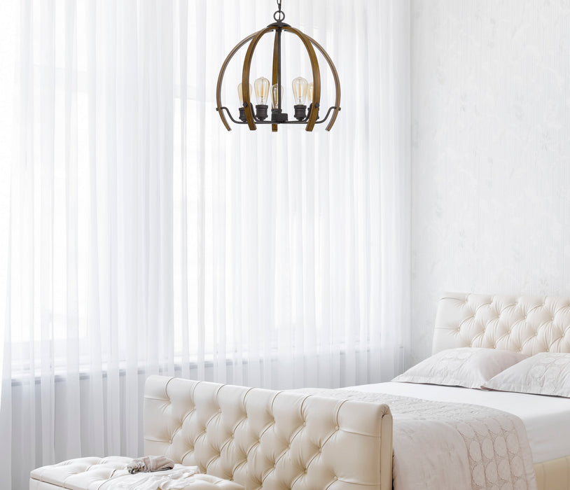 Cal Lighting FX-3764-5 Five Light Chandelier, Oak