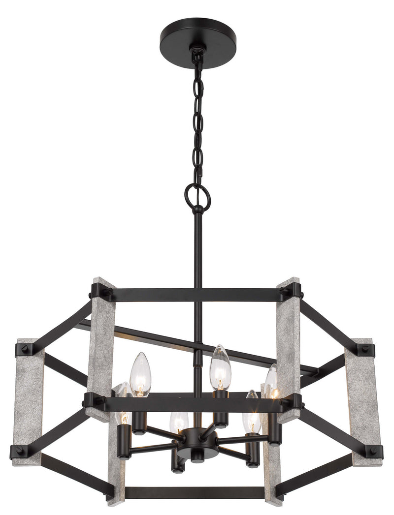 Cal Lighting FX-3767-6 Six Light Chandelier, Fossil / Black
