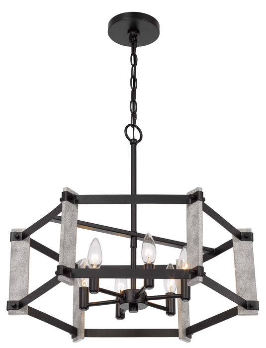 Cal Lighting FX-3767-6 Six Light Chandelier, Fossil / Black
