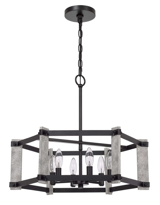 Cal Lighting FX-3767-6 Six Light Chandelier, Fossil / Black