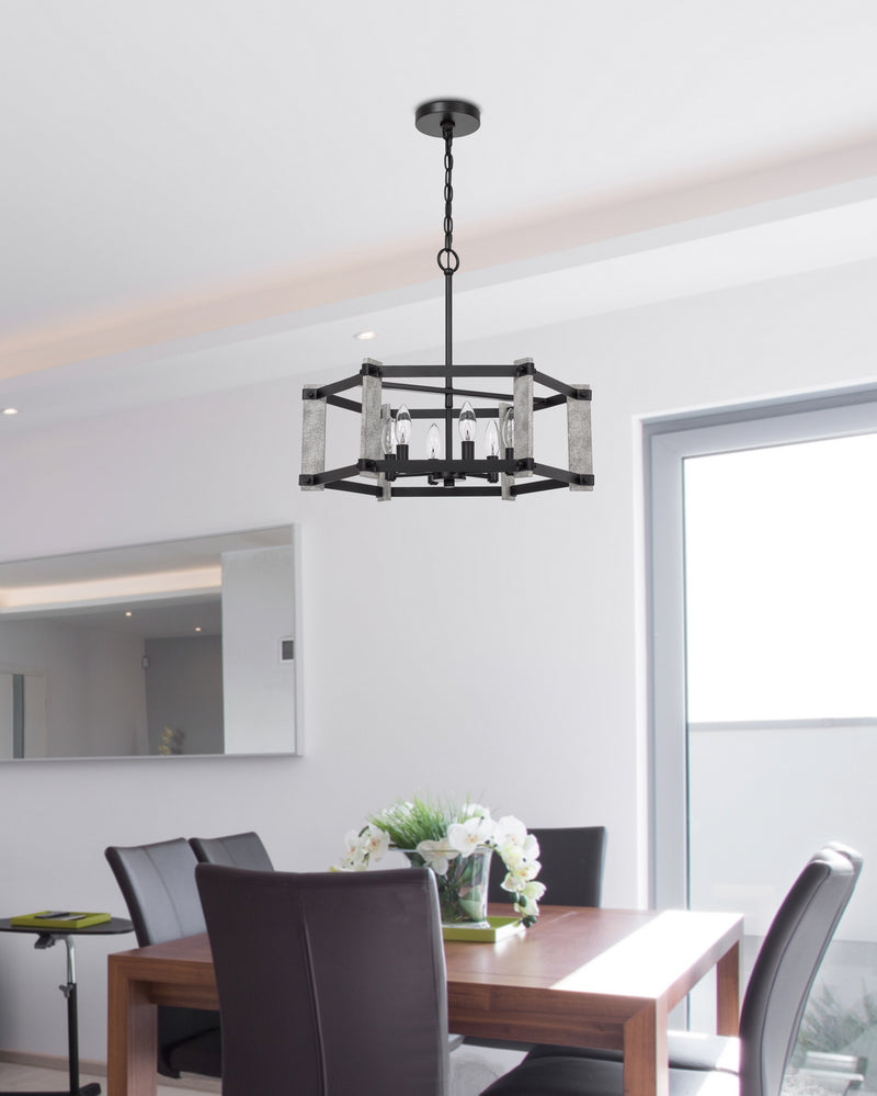 Cal Lighting FX-3767-6 Six Light Chandelier, Fossil / Black