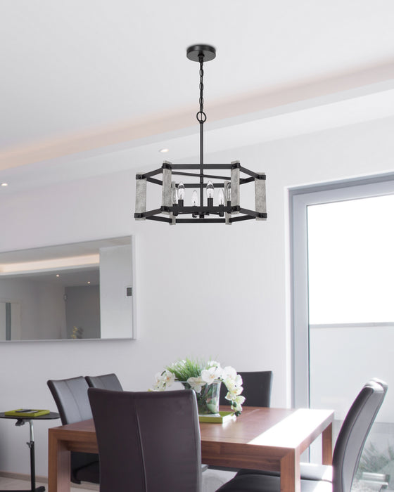 Cal Lighting FX-3767-6 Six Light Chandelier, Fossil / Black