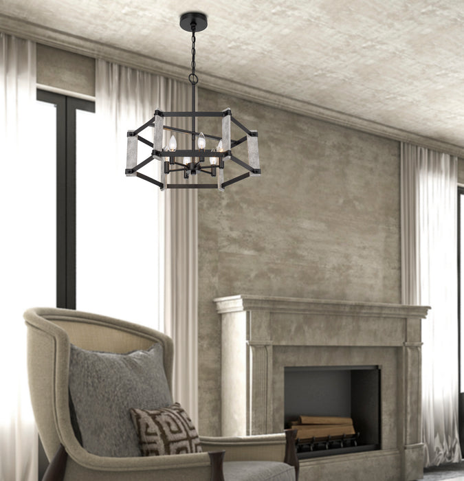 Cal Lighting FX-3767-6 Six Light Chandelier, Fossil / Black