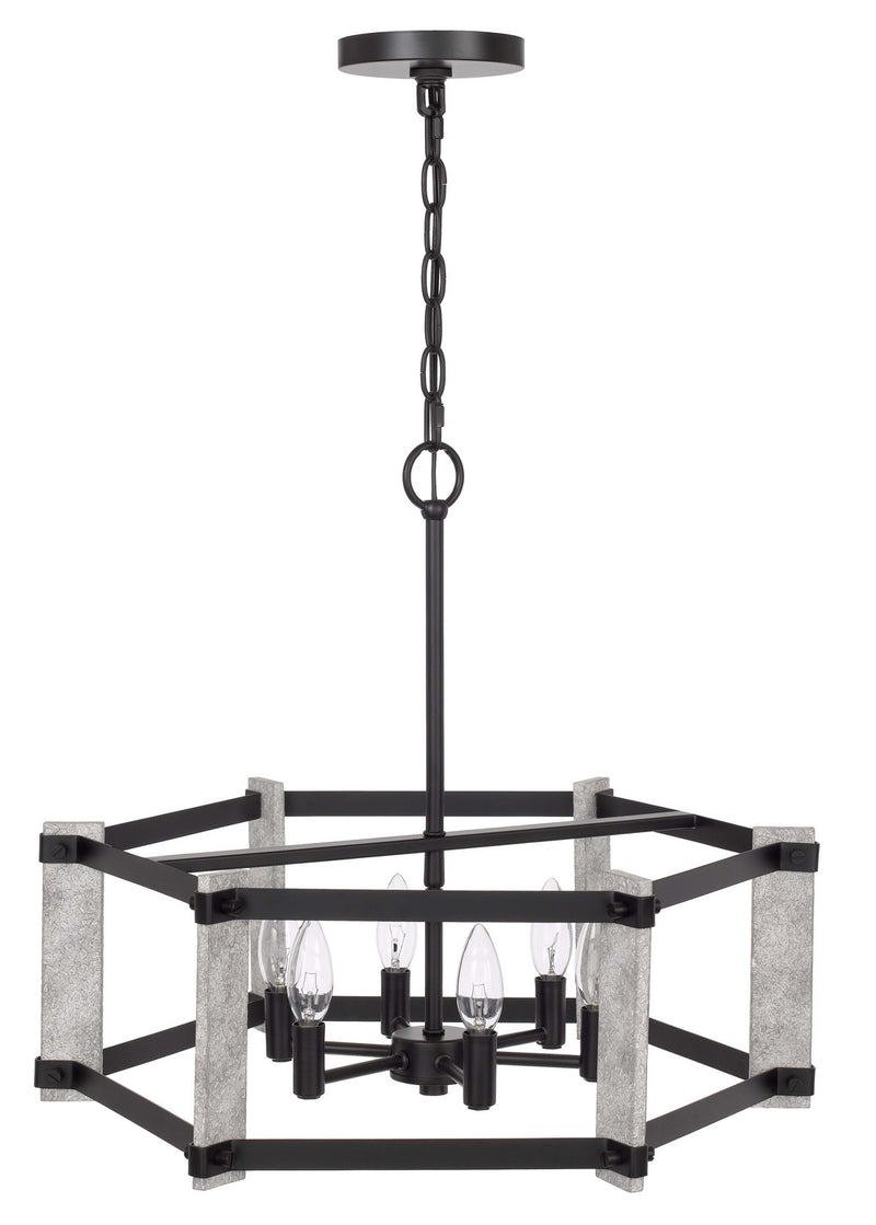 Cal Lighting FX-3767-6 Six Light Chandelier, Fossil / Black