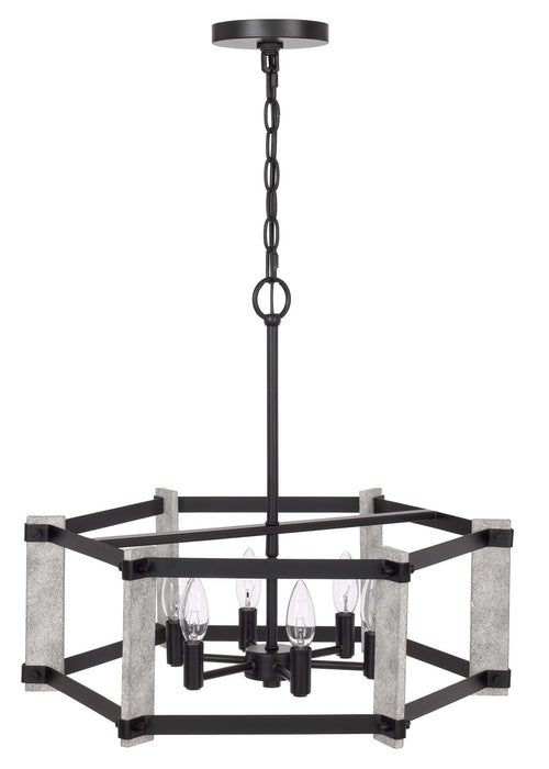 Cal Lighting FX-3767-6 Six Light Chandelier, Fossil / Black