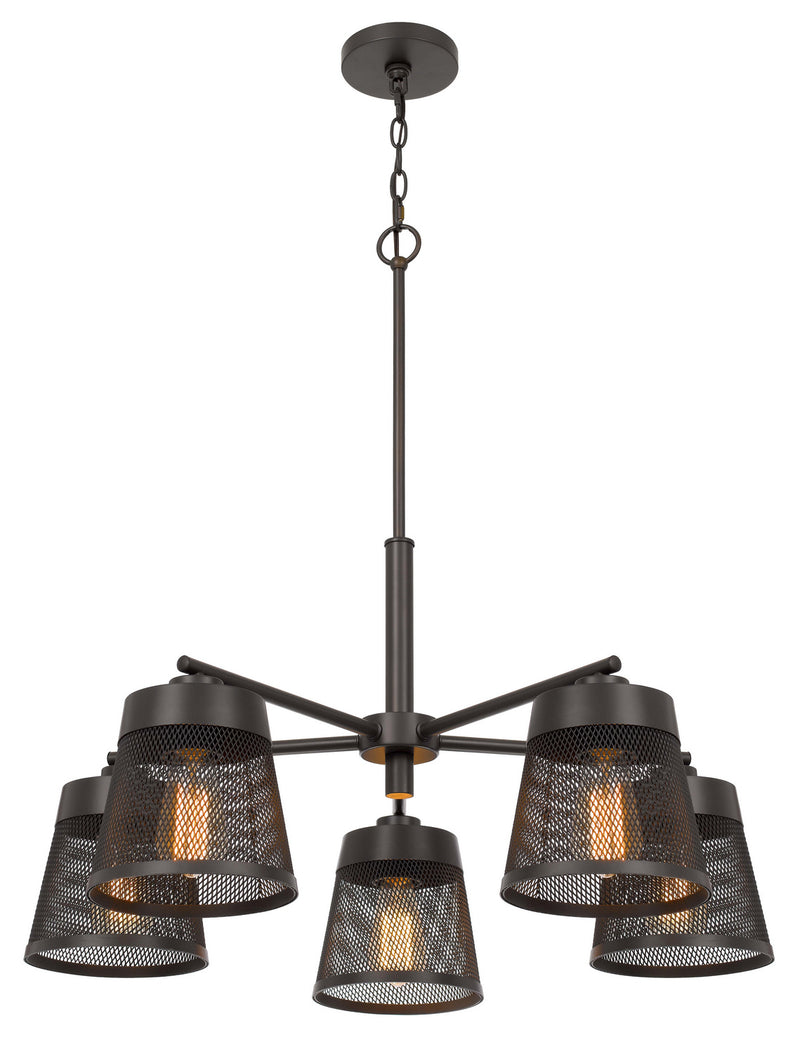 Cal Lighting FX-3769-5 Five Light Chandelier, Matte Black / Mesh