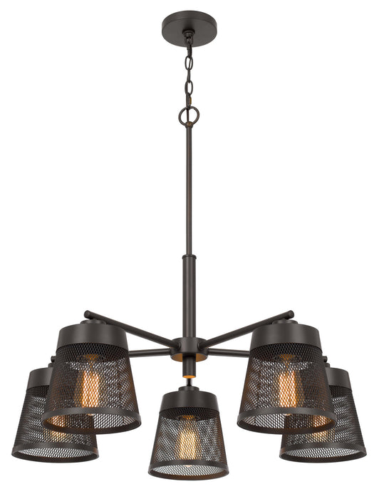 Cal Lighting FX-3769-5 Five Light Chandelier, Matte Black / Mesh