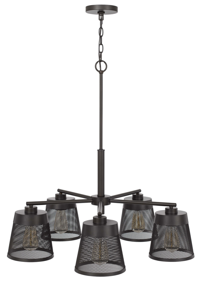 Cal Lighting FX-3769-5 Five Light Chandelier, Matte Black / Mesh