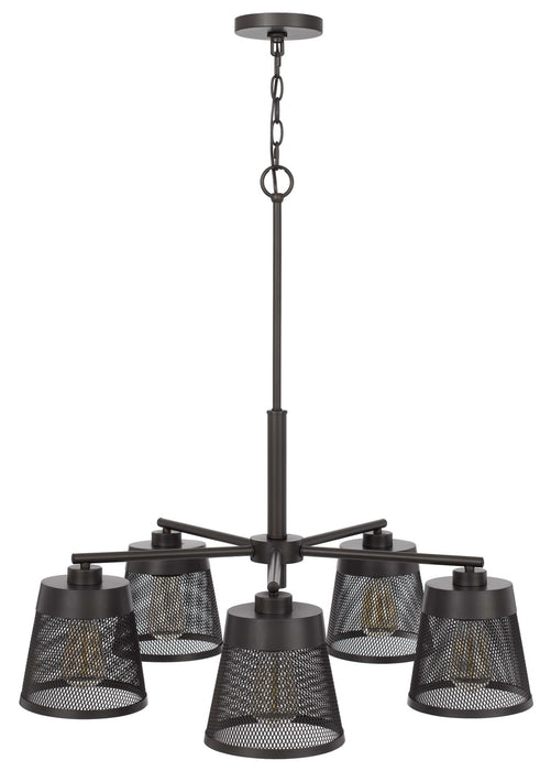 Cal Lighting FX-3769-5 Five Light Chandelier, Matte Black / Mesh