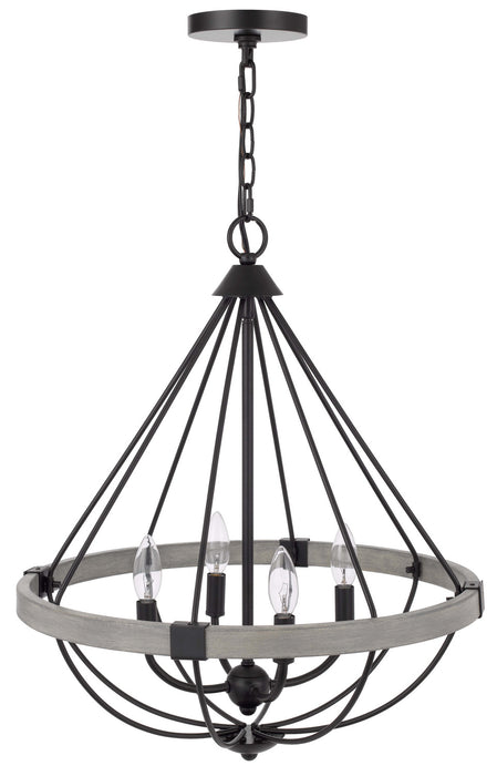 Cal Lighting FX-3770-4 Four Light Chandelier, White Washed / Black